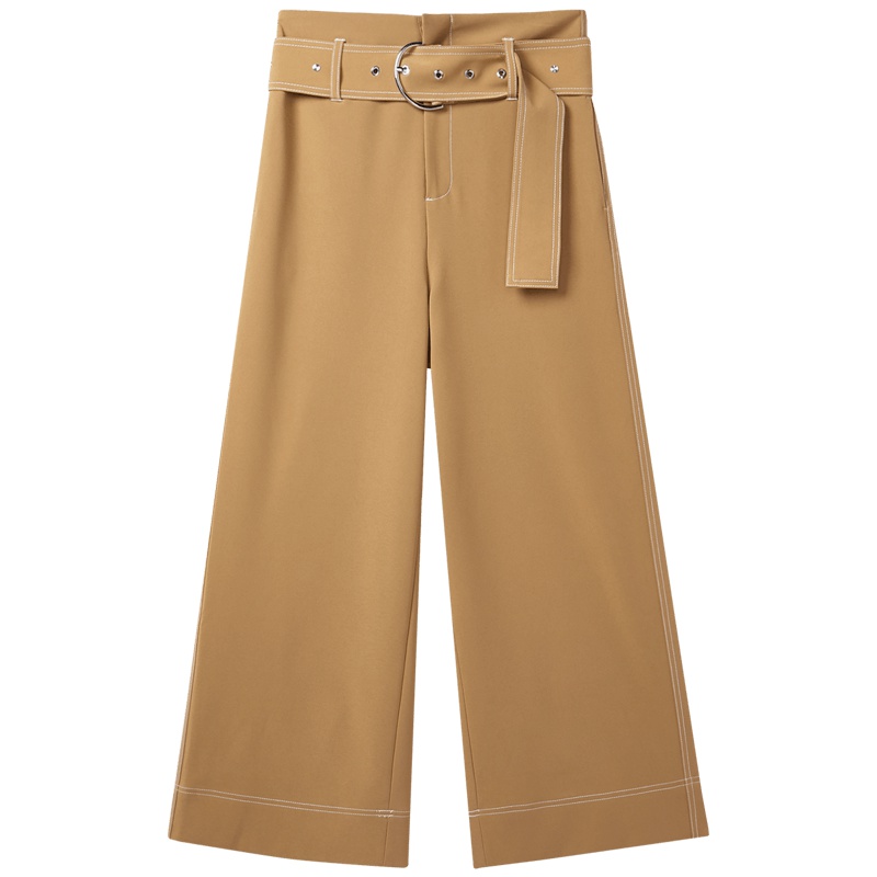 2019爱居兔秋季女装收腰顺色系带设计阔腿裤
