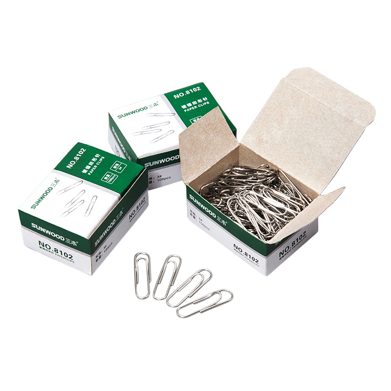 三木(SUNWOOD) SM8102办公用品 镀镍回形针 盒装回形针1盒/100枚 10盒装