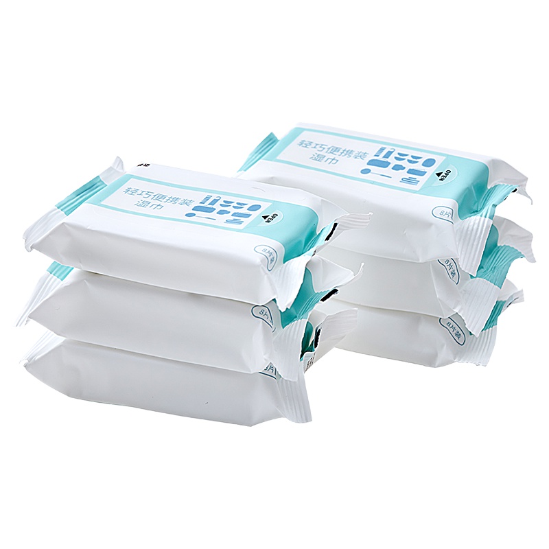 苏宁极物 轻巧便携装湿巾 6连包 手口清洁便携湿巾 13.5*15.5CM/片*48片