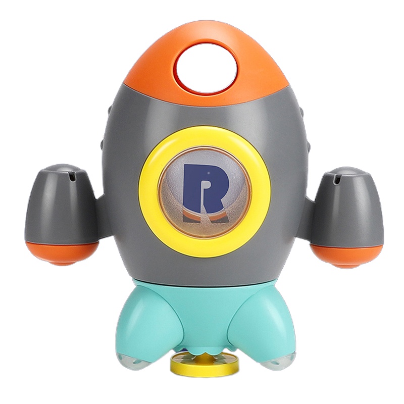 麦巧适(MAQUCC) 儿童动力喷水室内洗澡玩具 可啃咬旋转喷水小火箭花洒沐浴互动婴儿浴室戏水套装宝宝洗头神器 布鲁灰