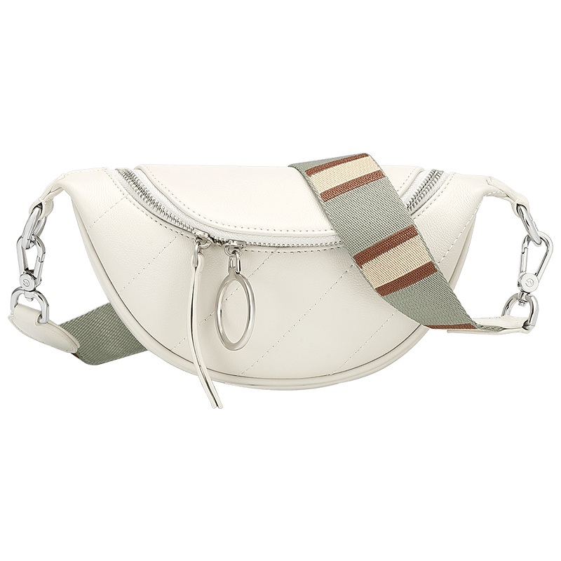 高尔夫GOLF洋气斜挎包时尚女士头层牛皮单肩包撞色宽肩带潮流简约接头小包