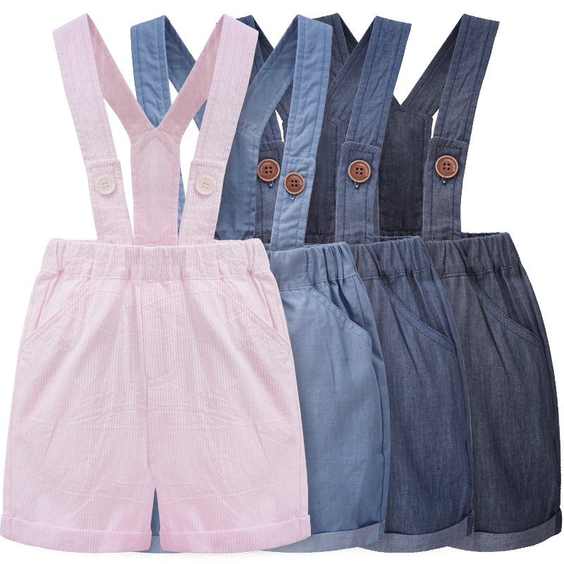 婴姿坊儿童夏季男童女童童装背带短裤牛仔韩版