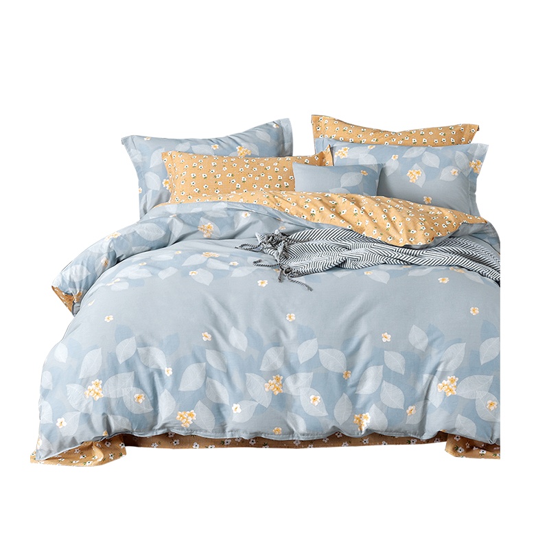 博洋家纺 (Beyond Home Textile) 夏花纯棉四件套 蓝色