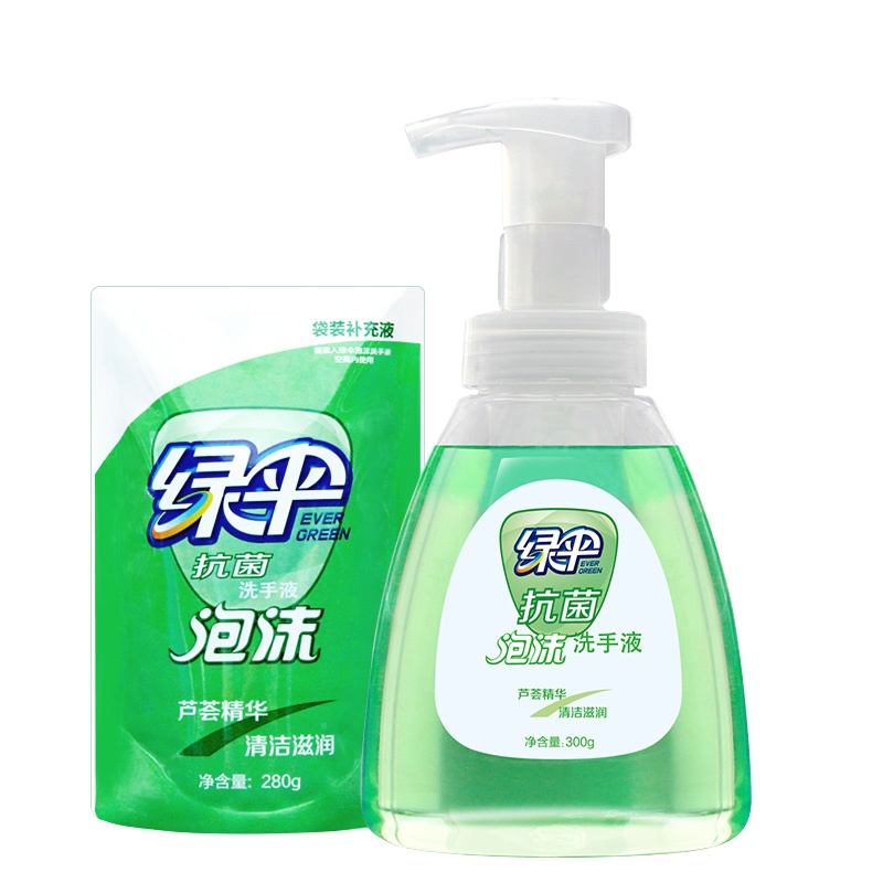 绿伞 抗菌泡沫洗手液300g(芦荟香型)+280g补充装