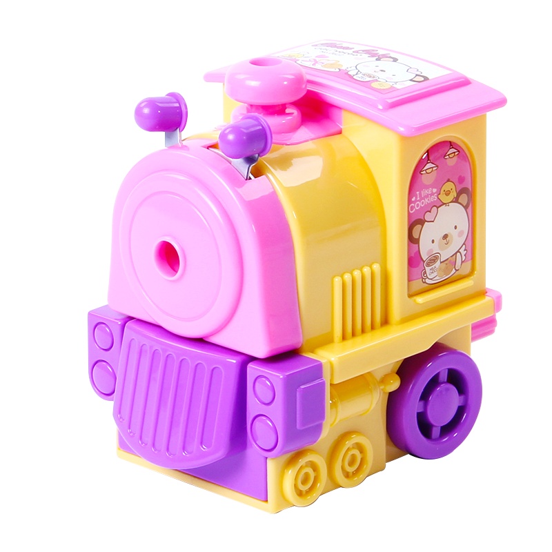 得力deli0622大号削笔器火车头铅笔旋笔刀手摇卡通学生卷笔刀多功能小转笔刀手动钻笔刀粉色