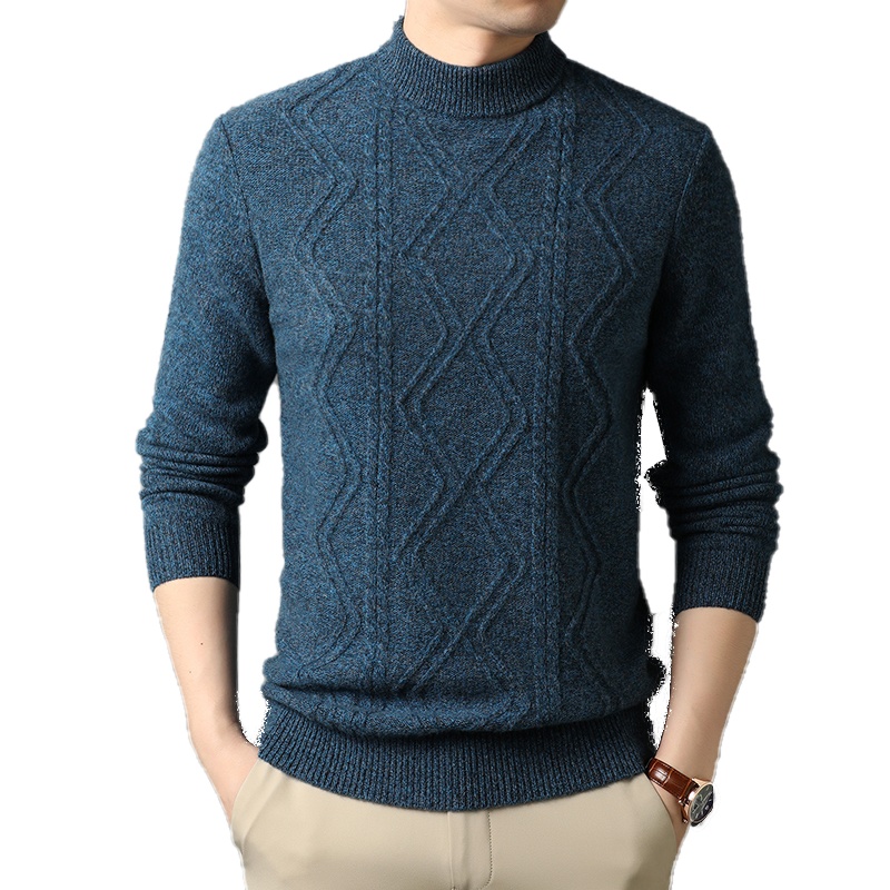 免费试穿 高端山羊绒鄂羊羊正品100%纯羊绒衫男半高领55款保暖中年男针织毛线羊毛衫EERDS羊绒衫打底衫官方旗