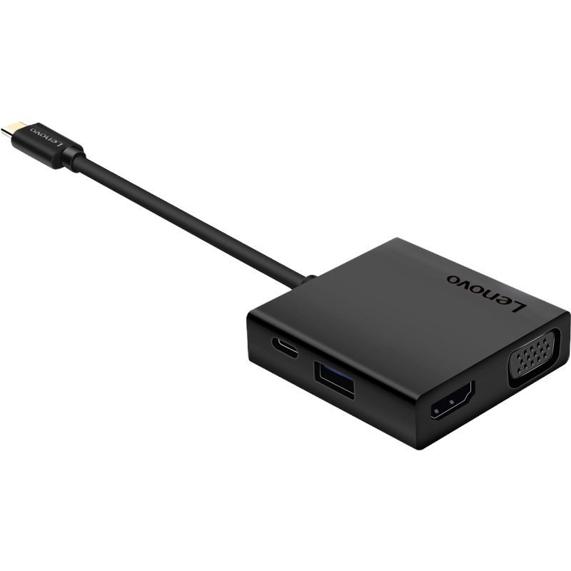 联想 C120 分线器 Type-C转HDMI/VGA/UBS 6合1扩展坞 黑色