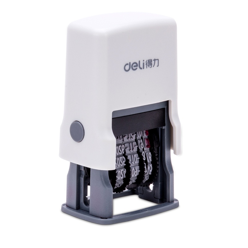得力(deli)79951办公日期印章 自动回墨 可调年月日 清晰便捷大号打码器 小号活动带数字号码机 办公用品 灰白色
