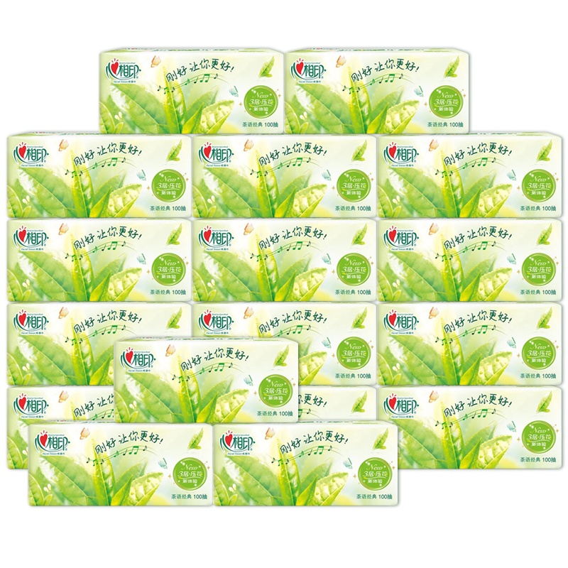 心相印抽纸家用实惠装面巾纸餐巾纸心相印茶香卫生纸抽整箱18包东北三省,河北,北京疫情原因不能发货