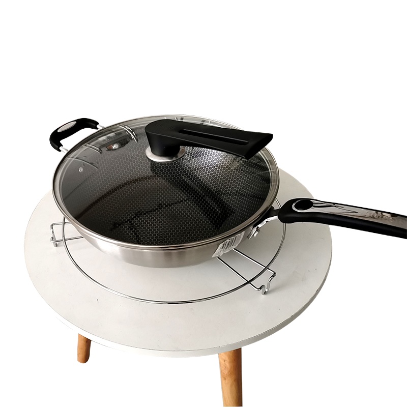 锅架厨房不锈钢多层台面转角置物架落地隔层锅具收纳三角放锅架子 单层圆盘两个装