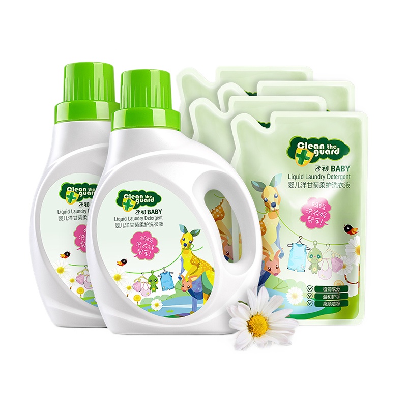 子初洋甘菊洗衣液套装母婴幼儿童宝宝植物洗衣液1L*2+500ml*4