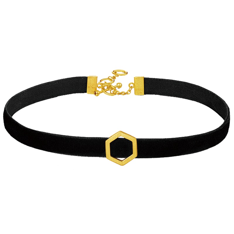 周大福ing六边形足金黄金项链choker项圈计价(工费478元）F207218