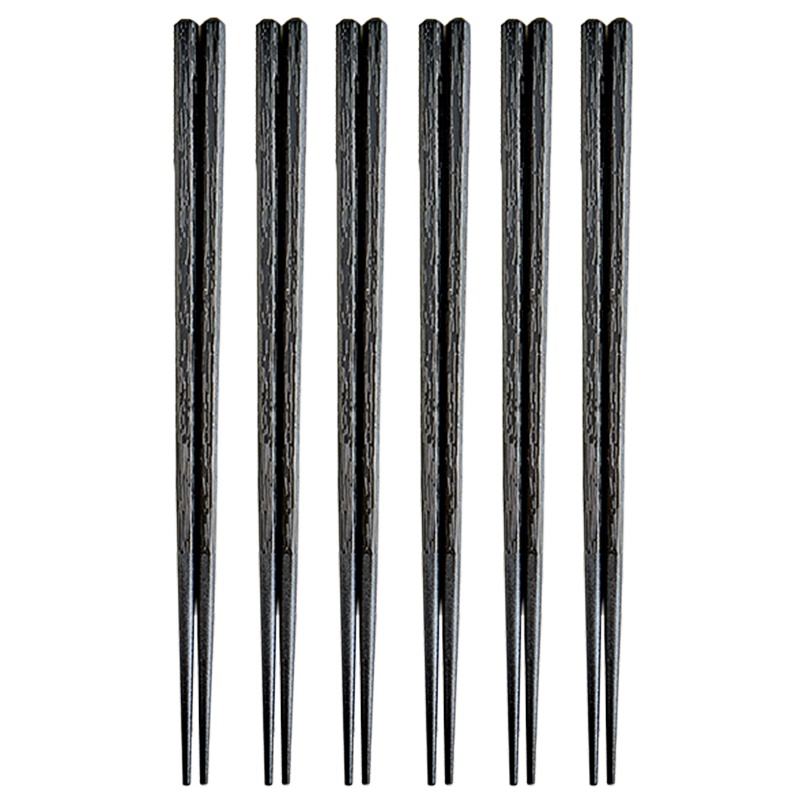 苏宁极物 日式木纹合金筷子六双装尖头合金筷家用套装日式筷子 日本料理寿司尖筷子