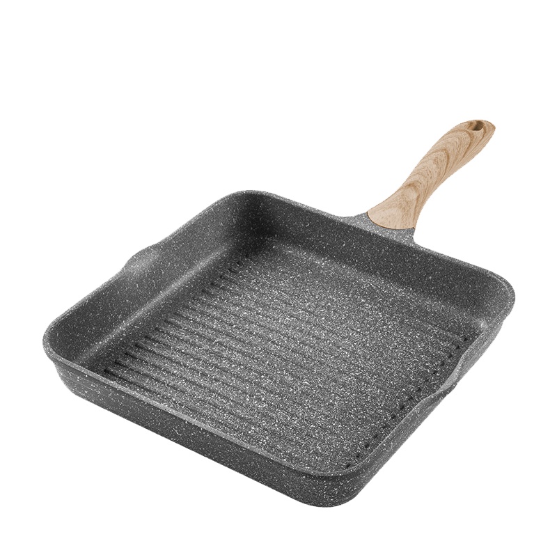 Jeetee吉特不粘少烟麦饭石牛排煎锅早餐锅煎蛋锅多功能家用不粘平底锅具28cm电磁炉燃气灶通用MFFP001-28方盘