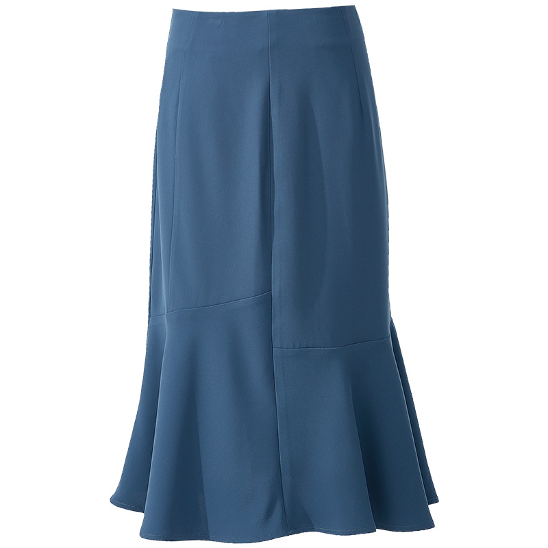 欧昵雪夏季韩版OL气质不对称拼接荷叶边包臀鱼尾半身裙女