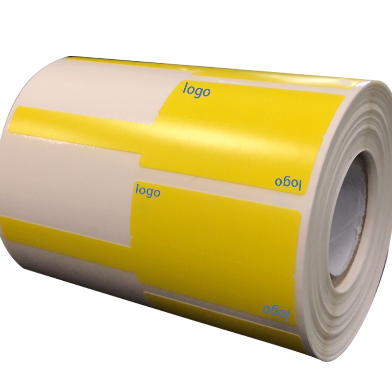 开仰(KAIYANG)P-3840-Y-DX不干胶标签纸F型预印logo尾签38*25+40mm/500片/卷 黄色