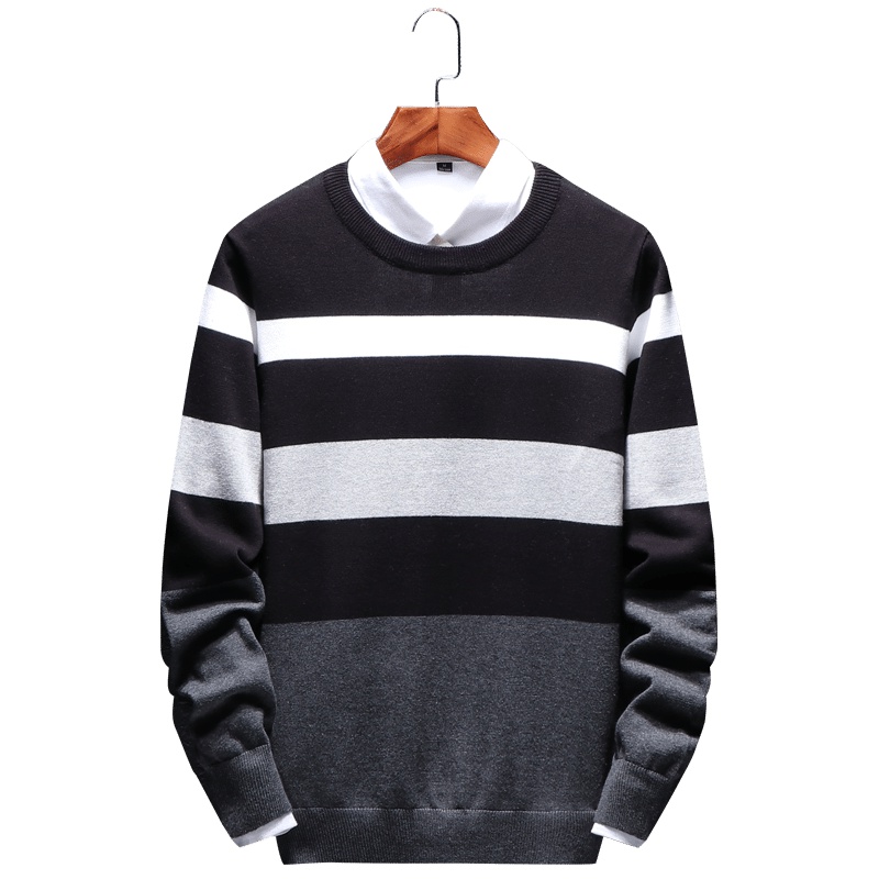 庄吉 2019新款春秋时尚毛衣男士韩版潮流个性打底毛衣JU-XH-181203