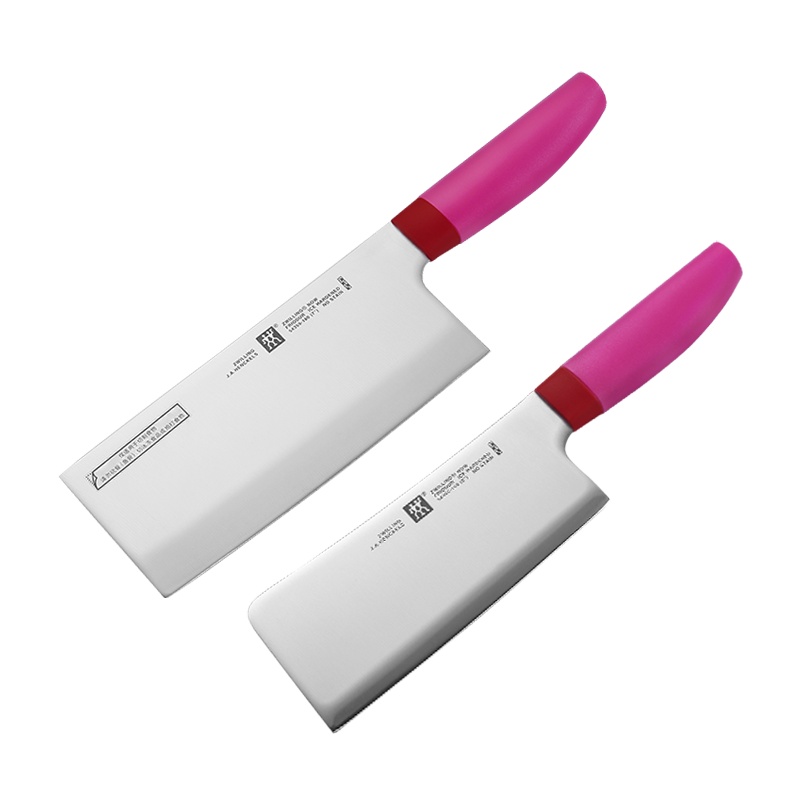 双立人(ZWILLING)NowS火龙果色中片刀斩骨刀2件套装家用厨房不锈钢切菜刀组合