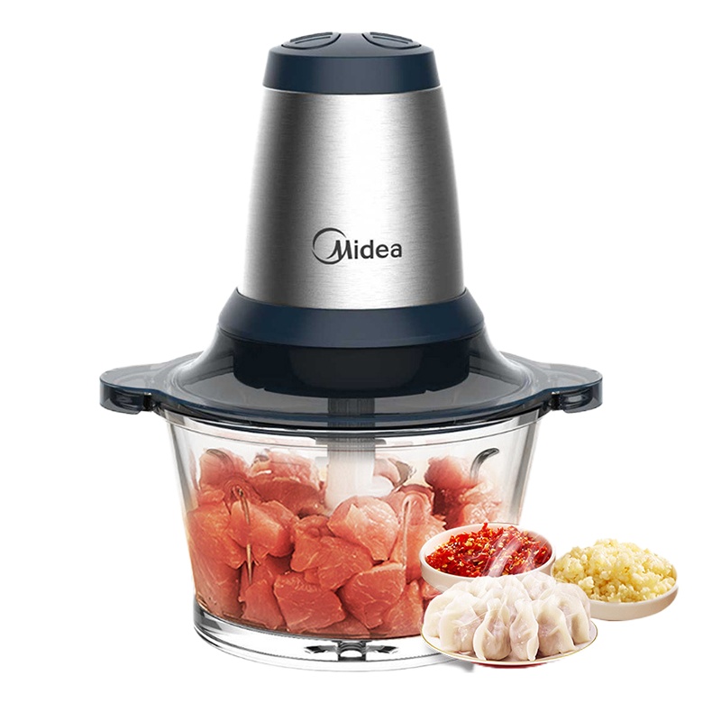 美的多功能绞肉机搅拌机家用电动小型碎菜料理机加厚玻璃2L大容量纯铜电机打蒜蓉辣椒酱LZ25Easy225