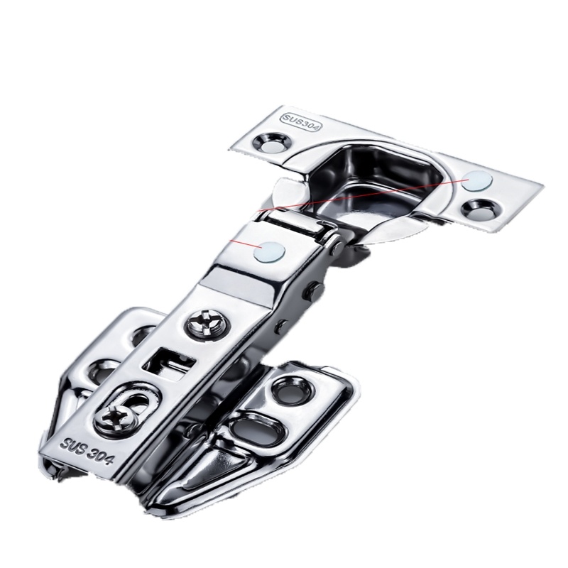 铰链304不锈钢藤印象飞机半盖中弯合叶弹簧阻尼缓冲五金折叠橱柜门合页_10档1.5厚不锈钢液压固定大弯不盖