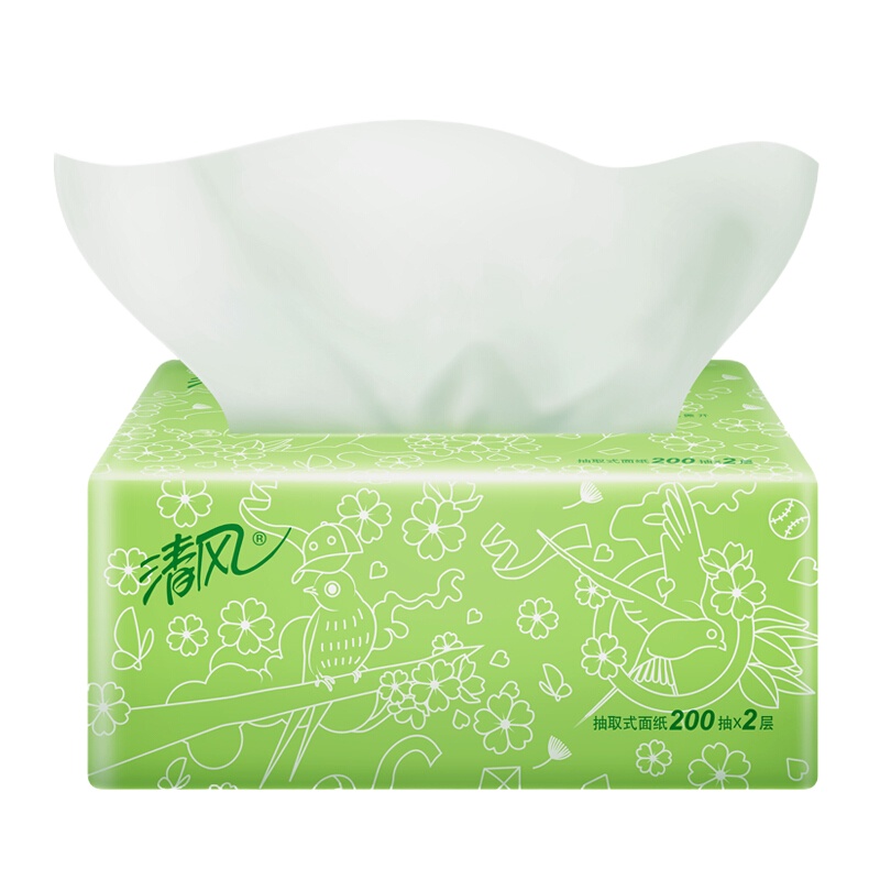 清风(APP)抽纸 柔韧2层200抽软抽1包