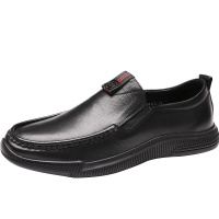 红蜻蜓男鞋秋季新款真皮青年商务休闲皮鞋透气套脚懒人驾车鞋