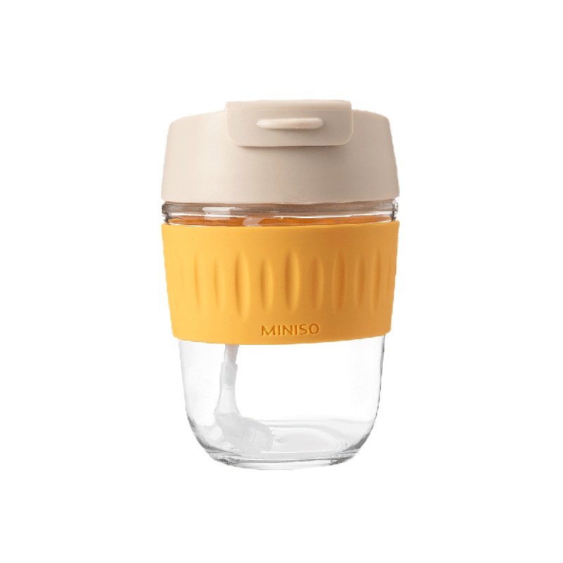 [超高性比价]名创优品(miniso) 乐扣同款 一盖两用玻璃杯茶具350mL(雏菊黄)