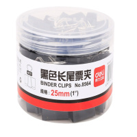 得力8564-4DJ点睛 黑色长尾票夹25mm筒装(黑)(48只/筒)