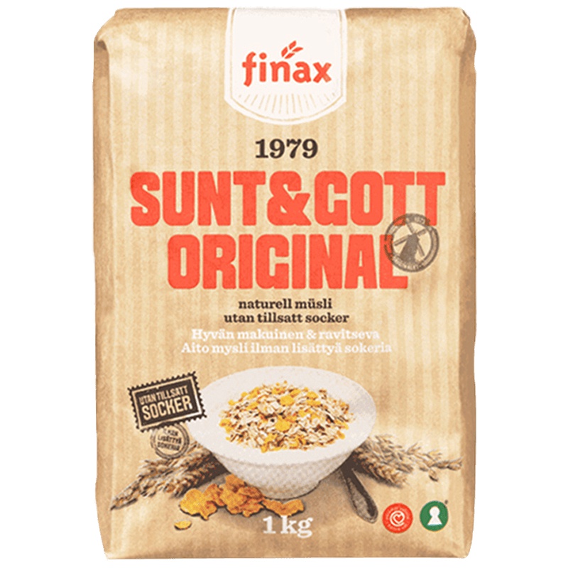 [减肥达人推荐]FINAX 即食麦片 经典原味 低脂脱脂 1kg/袋 1000g 水果麦片 燕麦片 进口食品 瑞典进口