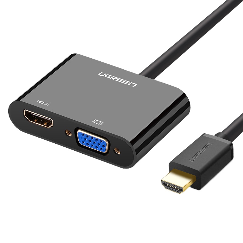 绿联Ugreen HDMI转VGA/HDMI二合一转换器 4K高清视频转接头 40744