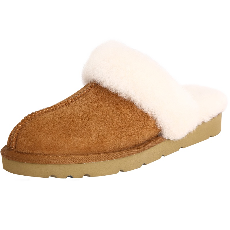 JUMBO简帛澳洲羊皮毛一体女士居家便鞋休闲平底拖鞋舒适保暖