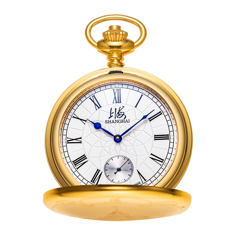 上海牌手表上海手表上海文化系列海关大钟怀表复刻翻盖机械表精钢表链限量江海关大钟纪念怀表自动机械机芯SH-722