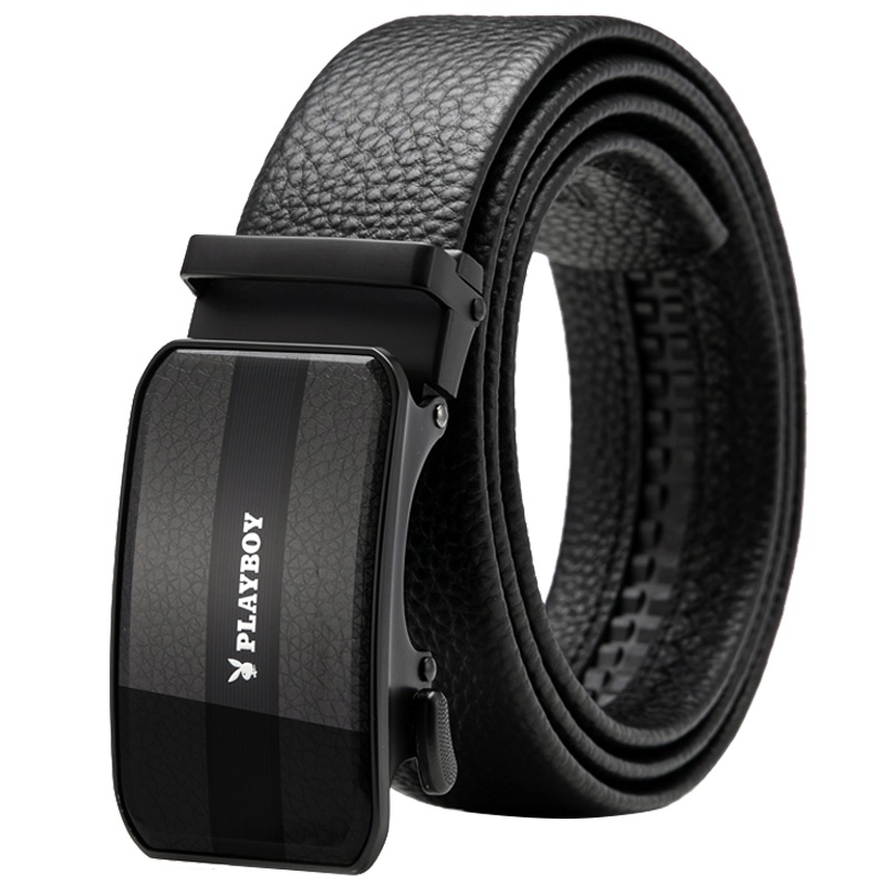 花花花花公子(PLAYBOY)男士皮带真皮自动扣休闲腰带男头层牛皮裤带送父亲男友生日情人节礼物