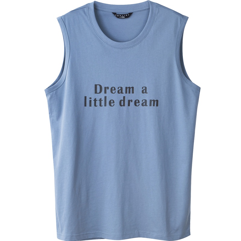 唐狮2019夏情侣背心男学生字母印花纯棉圆领无袖休闲运动坎肩上衣