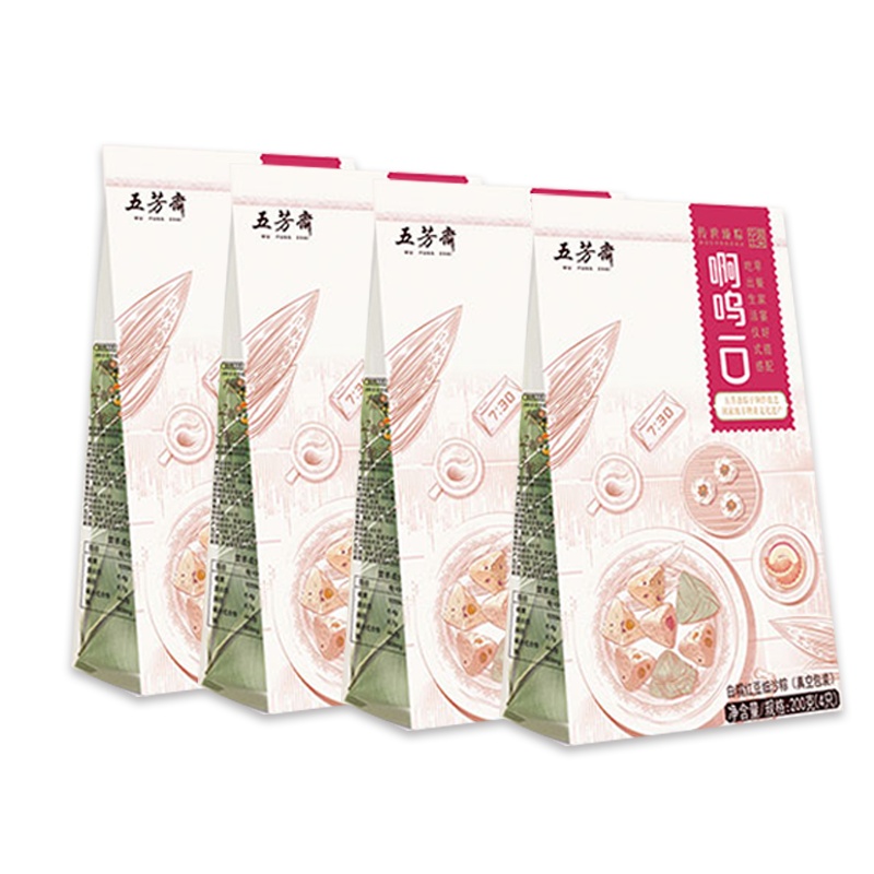 五芳斋粽子真空白糯红豆细沙粽200克*4袋装共16只粽子端午嘉兴特产甜粽子