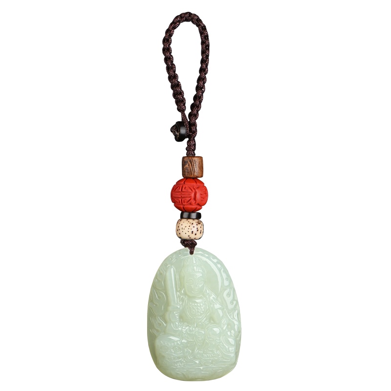 臻玉盈天然和田玉八大生肖守护钥匙吊坠汽车高档创意和田玉挂件十二生肖本命钥匙坠自戴送人民族风无镶嵌