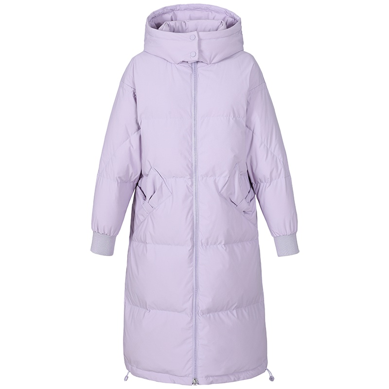 艾莱依2019秋冬新款韩版连帽宽松羽绒服大衣女士中长款