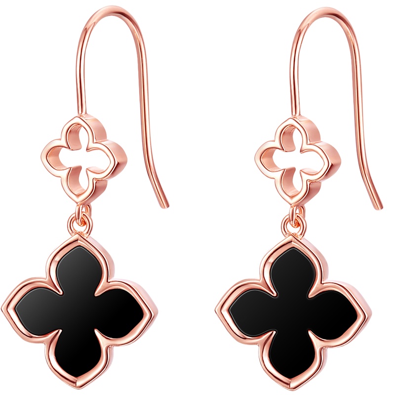 佰色传情925纯银四叶草耳饰女新款潮耳环耳坠简约网红气质