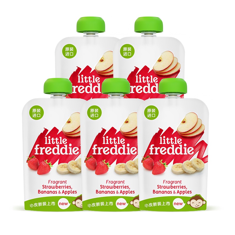 小皮果泥香蕉草莓苹果泥100g5袋装宝宝辅食儿童水果泥