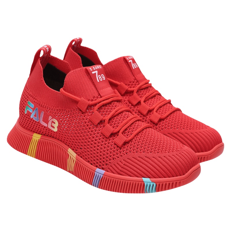 莱卡金顿LAIKAJINDUN红色款透气平底低帮运动跑步老爹鞋休闲女鞋小白鞋6925-2