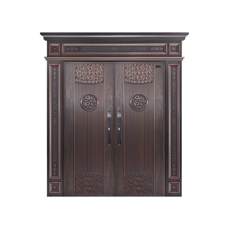 大福防爆铸铝门别墅大门DFSJ-1926双开门轻奢入户门定制安全门卡门四开大门仿铜门高档自建房门 Fanggumen