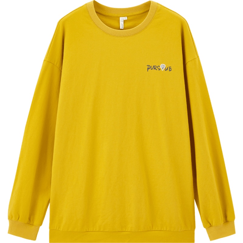 茵曼卫衣女2019秋装新款全棉圆领宽松刺绣印花薄款色上衣轻运动