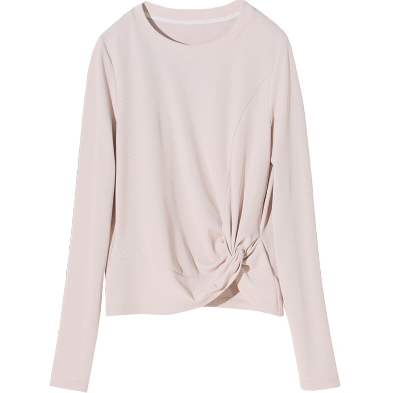 娅丽达女装2019秋季新款纯色长袖T恤女修身显瘦大码女士打底衫I7018