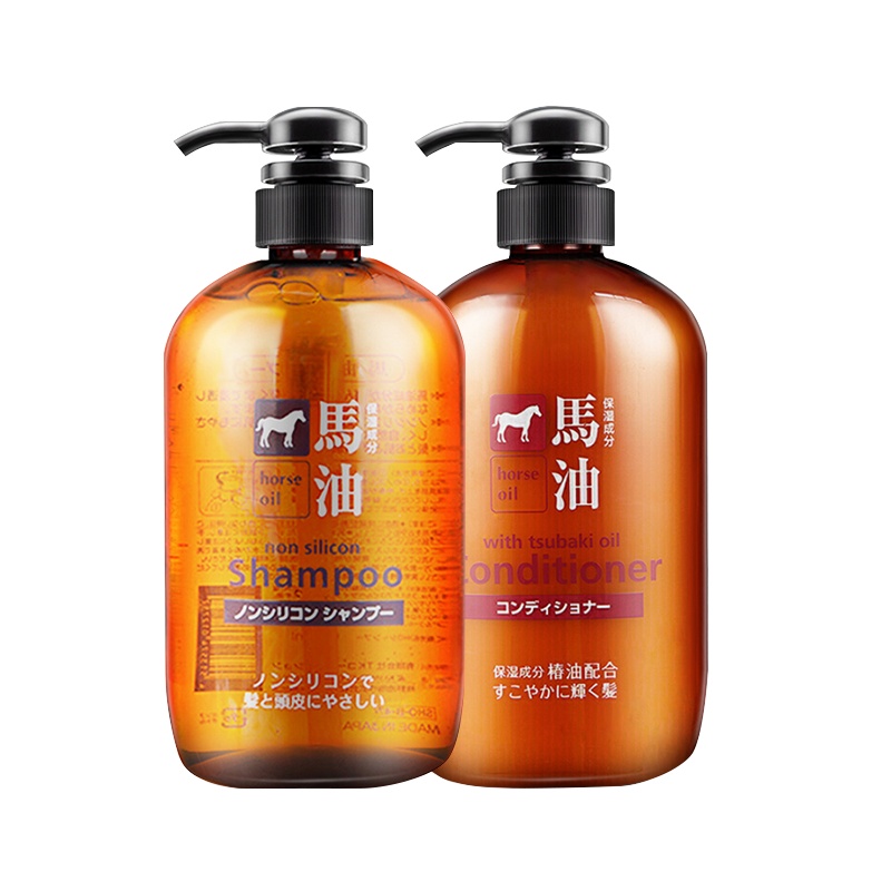 咖思美日本马油洗护套装(无硅油马油洗发水600ml+天然精华马油护发素600ml)