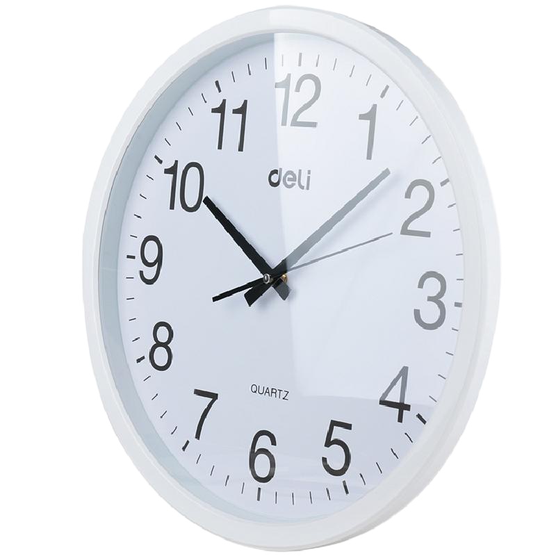 得力9006挂钟(白)(只)37CM(14.5寸)现代简约钟表 家用钟表 客厅静音挂钟 时尚挂钟 办公室挂钟