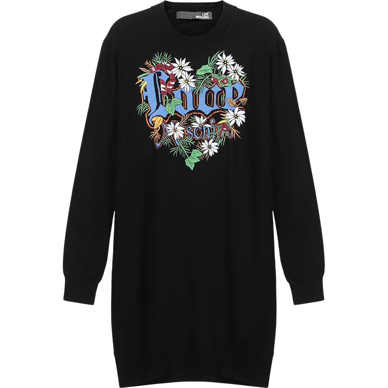 LOVE MOSCHINO 女士 羊毛/粘胶纤维圆领长袖针织连衣裙 WSR29 11 X1150