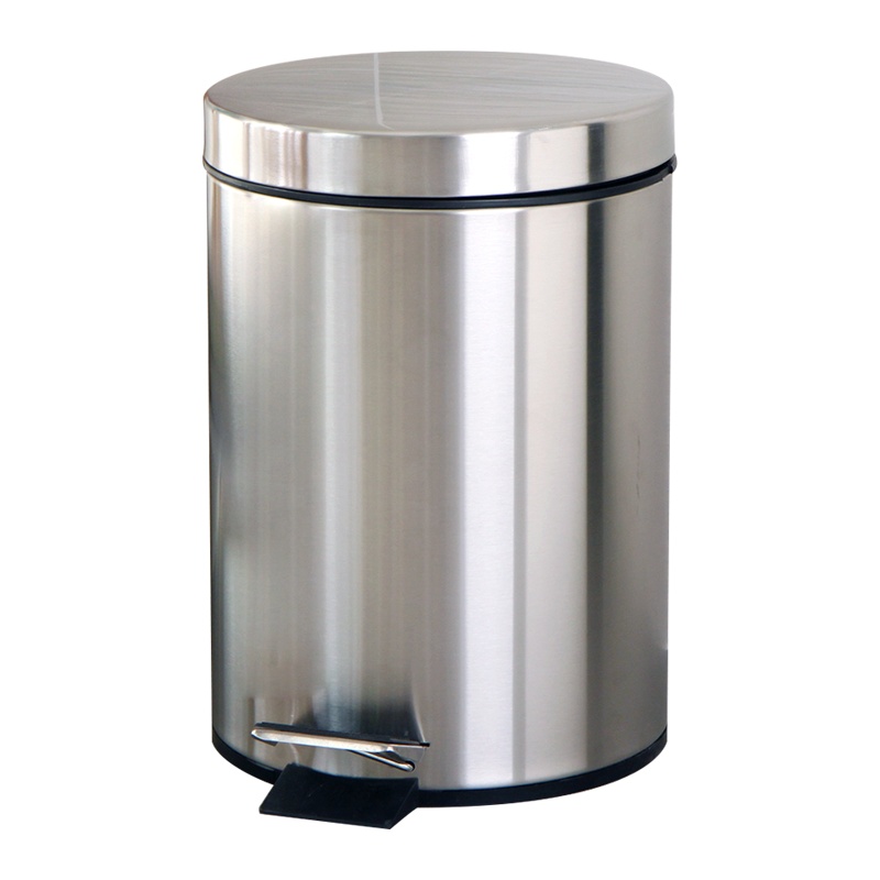 欧润哲 垃圾桶 8升缓降静音不锈钢圆形脚踏款 家用卫生间时尚收纳桶 办公室酒店翻盖清洁筒