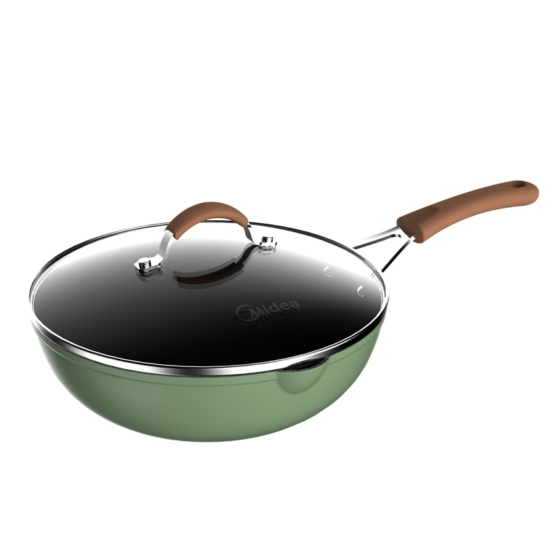 美的炒锅元气锅平底不粘锅麦饭石煎锅煎炒炒菜锅电磁炉适用锅具家用锅具炊具CJ28Wok309 28cm