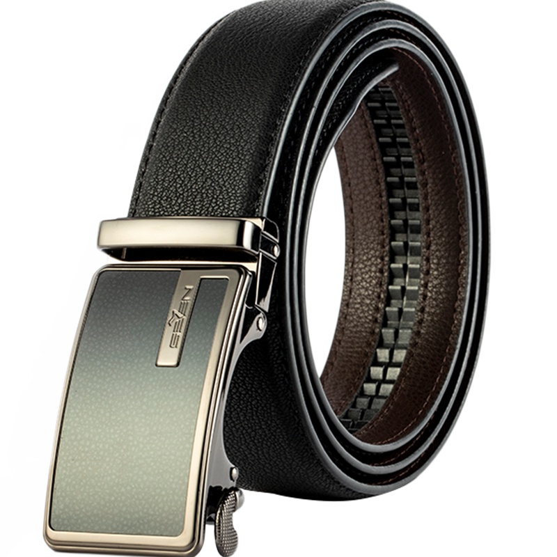 柒牌SEVEN男士自动扣皮带真皮纯牛皮年轻人学生韩版潮流商务正装西裤腰带