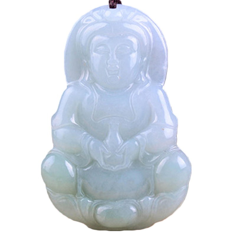 臻玉盈天然冰种翡翠挂件玉观音佛吊坠翡翠吊坠A货挂件男女情侣款送证书